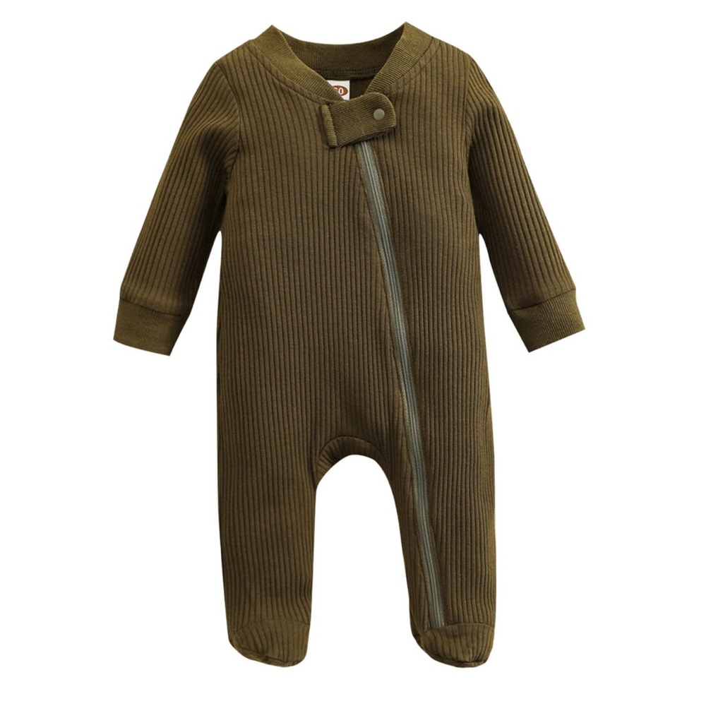 Brown Ribbed Baby Onesie